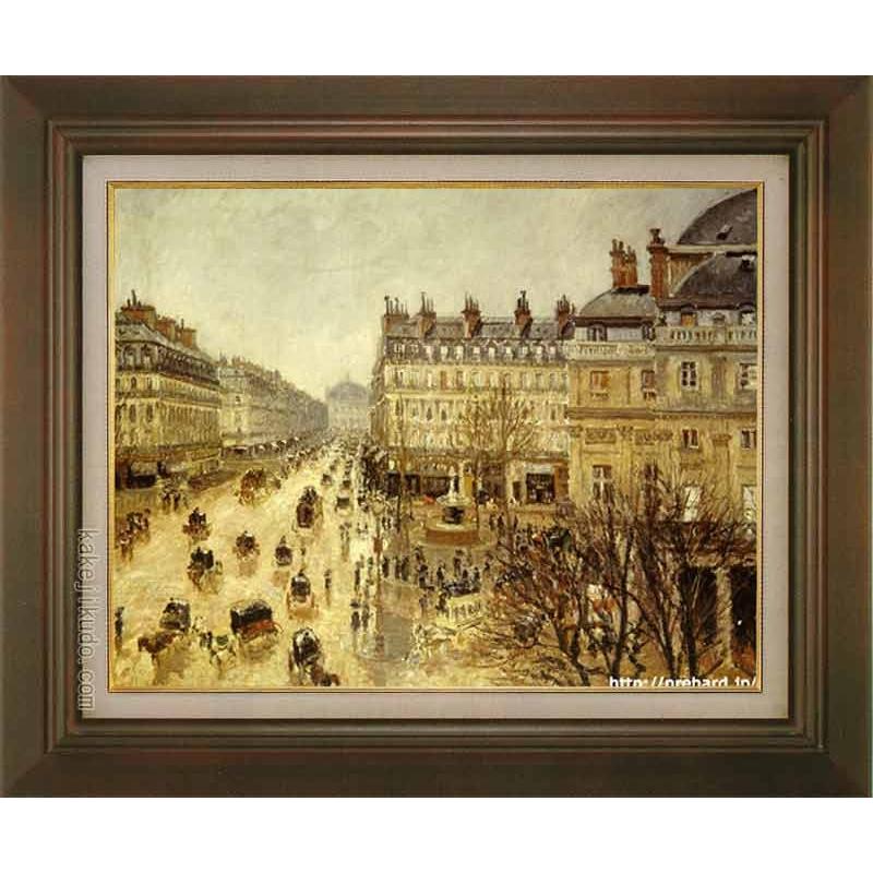 カミーユ・ピサロ、【雨のテアトル・フランセ広場】、希少な額装用画集より ピサロ 絵画 テアトル・フランセ広場、雨の効果 F6号 【複製】【美術