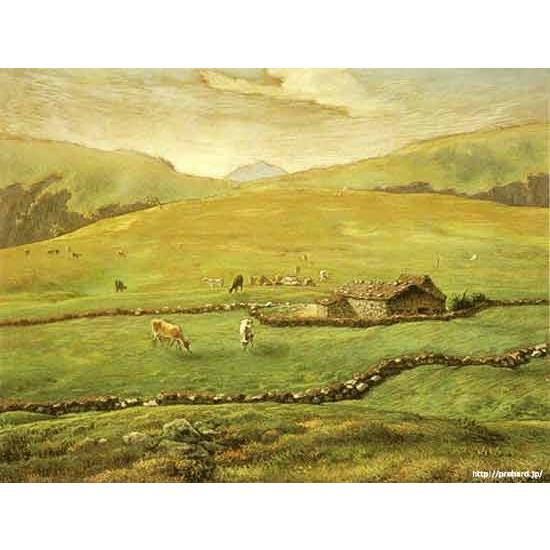 ミレー 絵画 ヴォージュ山中の牧場風景 P10号 【複製】【美術