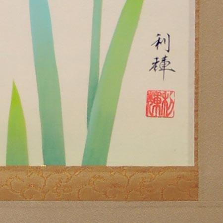 掛け軸　菖蒲　(北沢利輝)　　【掛軸】【一間床】【丈の短い掛軸】【こどもの日】【夏】｜kakejiku｜02