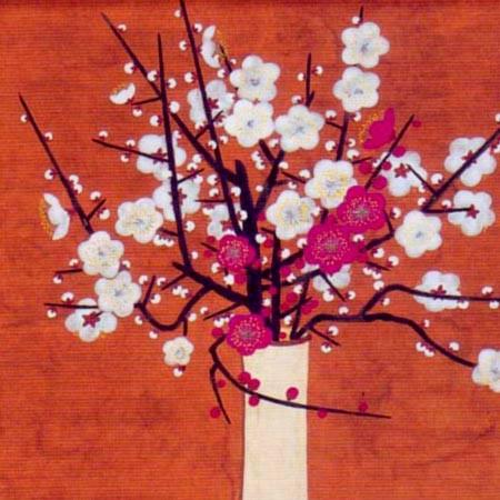 安田靫彦 絵画 梅花定窯瓶 【複製】【美術印刷】【巨匠】【変型特寸