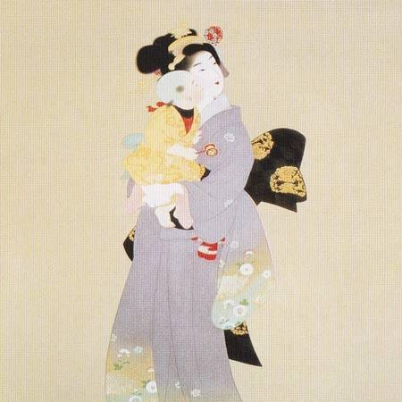 上村松園 絵画 『虹を見る』 【複製】【美術印刷】【巨匠】【横長