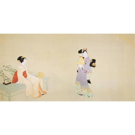 上村松園 絵画 『虹を見る』 【複製】【美術印刷】【巨匠】【横長