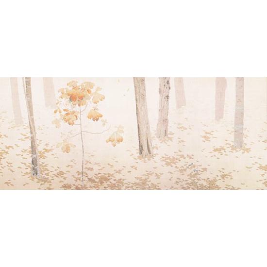 紙本著色落葉図〈菱田春草筆／六曲屏風〉 文化遺産オンライン