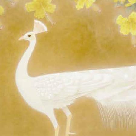 上村松篁 絵画 白孔雀 【複製】【美術印刷】【巨匠】【変型特寸