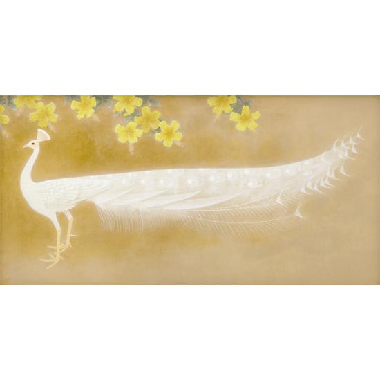 上村松篁 絵画 白孔雀 【複製】【美術印刷】【巨匠】【変型特寸