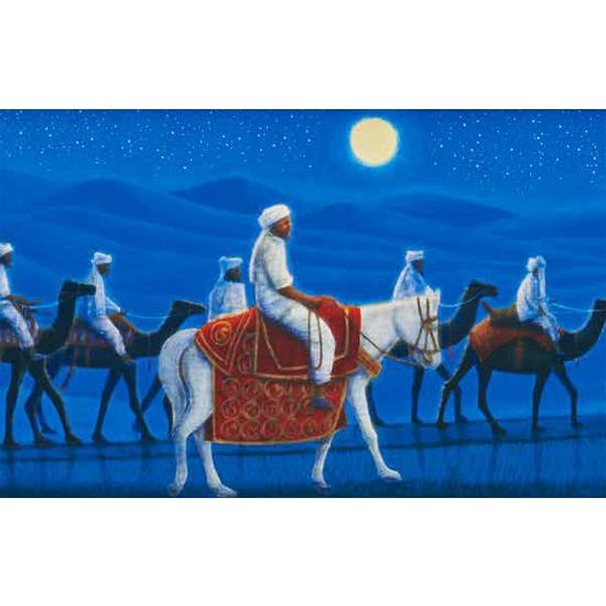平山郁夫 絵画 アフガニスタンの砂漠を行く・月 (特装版) 【複製