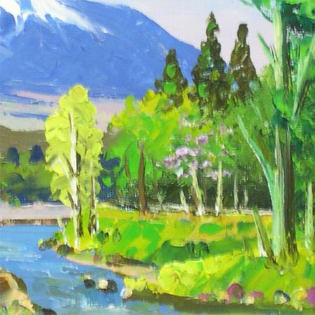絵画（油絵） 忍野富士 （山口新平） 【肉筆】【海・山】【富士