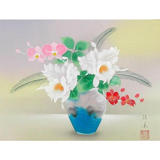 絵画 カトレア (菊池径葉) 【肉筆】【日本画】【花】【6号】 : 掛け軸