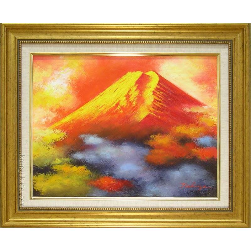 人気ブランドの 絵画　油絵　赤富士　（土屋茂）　F6号　　【肉筆】【油絵】【富士】【6号】 日本画