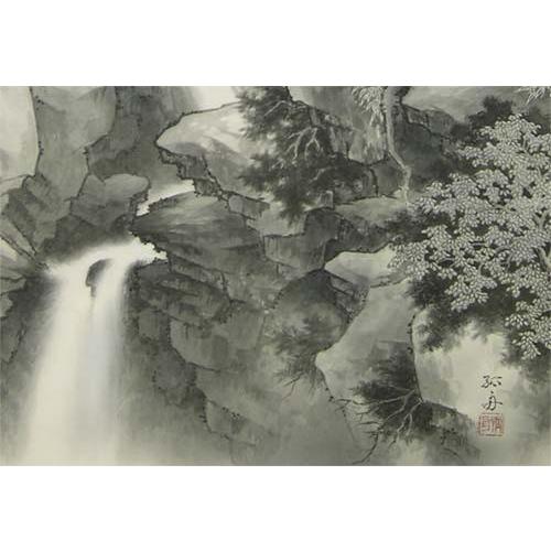 掛け軸 水墨山水 (武藤孤舟) ※即納※ 【掛軸】【一間床・半間床 掛け軸 水墨山水 (武藤孤舟) ※即納※ 【掛軸】【一間床・半間床
