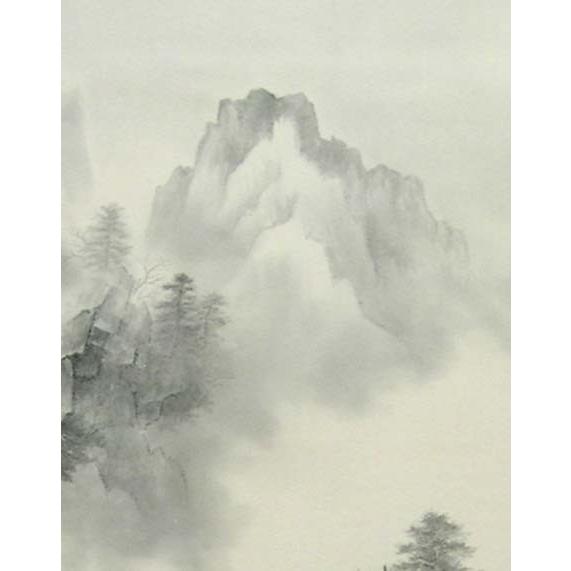 掛け軸 水墨山水 (武藤孤舟) ※即納※ 【掛軸】【一間床・半間床 掛け軸 水墨山水 (武藤孤舟) ※即納※ 【掛軸】【一間床・半間床