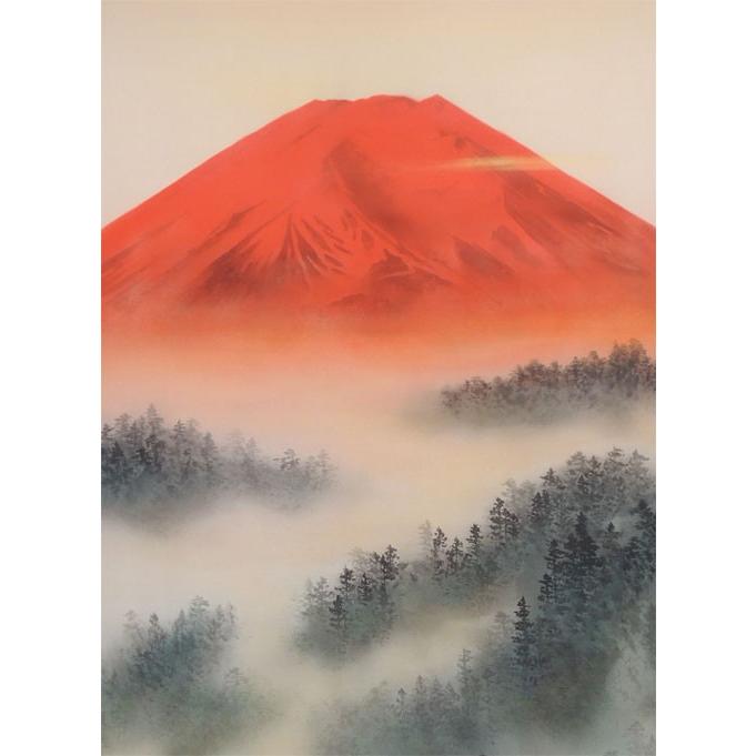 掛け軸/秋風景？/富士？ 楽天市場】掛け軸【富士山水：赤富士飛