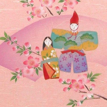絵画 手染和紙額付 お雛様 (南川康夫) 【肉筆】【エアブラシ】【花