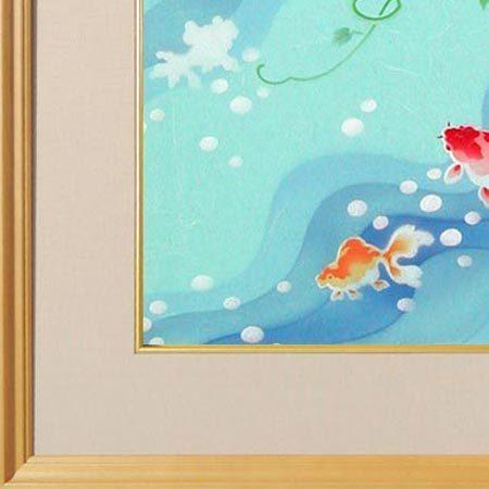 絵画 手染和紙額付 朝顔に金魚 (南川康夫) 【肉筆 絵画 手染和紙額付 朝顔に金魚 (南川康夫) 【肉筆