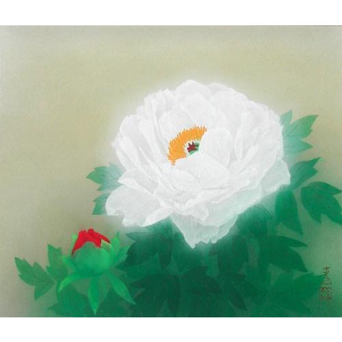 掛け軸 富貴花 【掛軸】【一間床】【丈の短い掛軸】【花鳥画