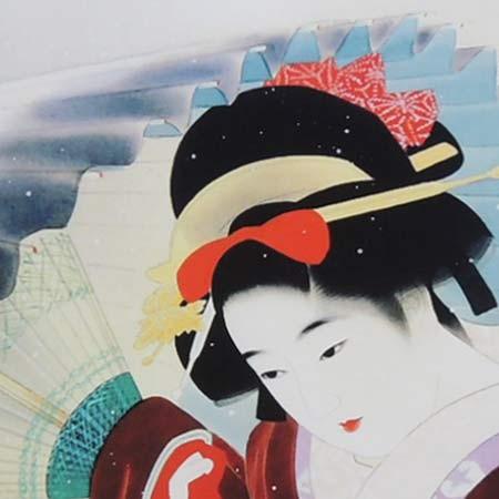 伊東深水 絵画 吹雪 【複製】【美術印刷】【巨匠】【変型特寸
