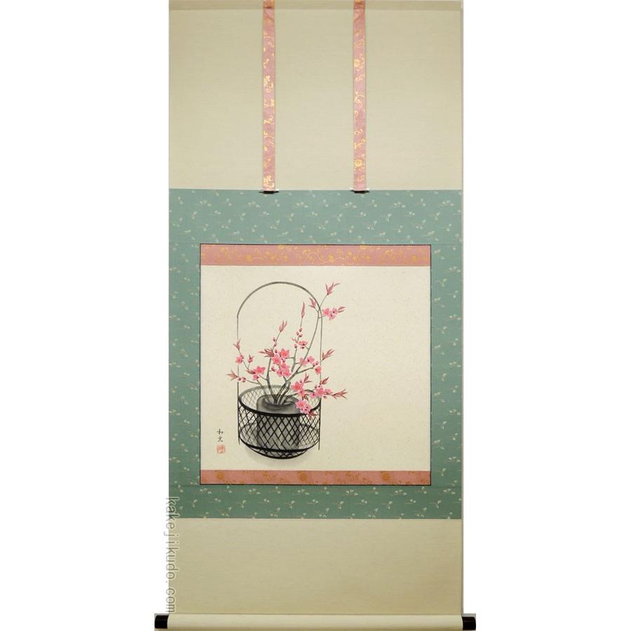 掛け軸　桃花　（三宅和光）　　【掛軸】【一間床】【丈の短い掛軸】【春】