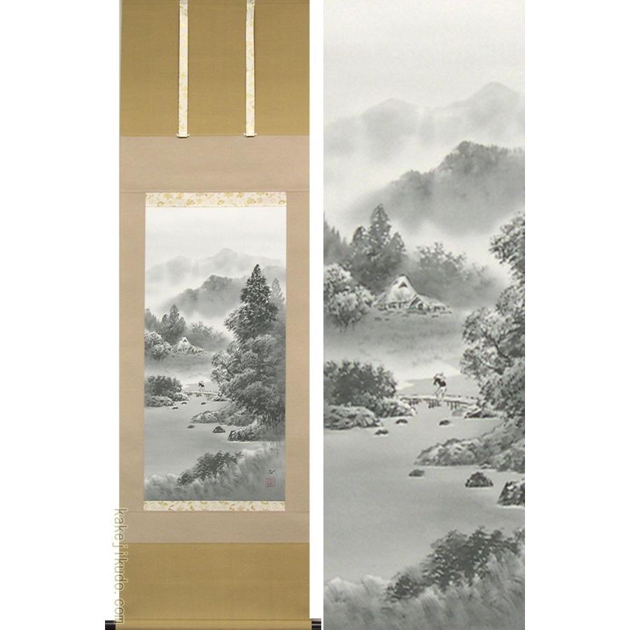 掛け軸 水墨山水 (森川正) 【掛軸】【半間床】【丈の短い掛軸】【山水】 :YK-8903:掛け軸・絵画の専門店 掛軸堂画廊 - 通販 - Yahoo!ショッピング