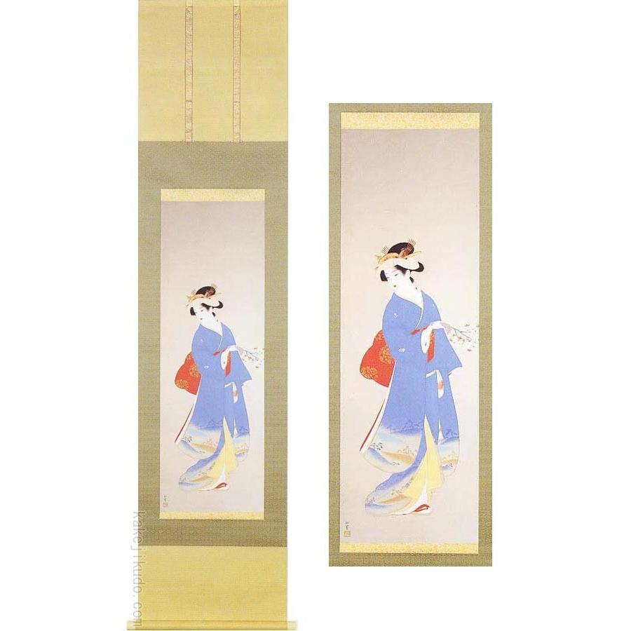掛け軸 半間床 掛け軸 掛軸堂画廊 春信 春 Yk 9738 掛け軸 絵画の専門店 掛軸 上村松園