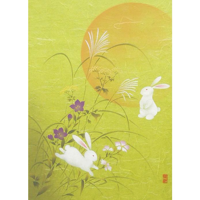 掛け軸　仲良しうさぎ　(南川康夫)　（掛軸小物なし)　　【掛軸】【うさぎ】【兎】【卯】_3