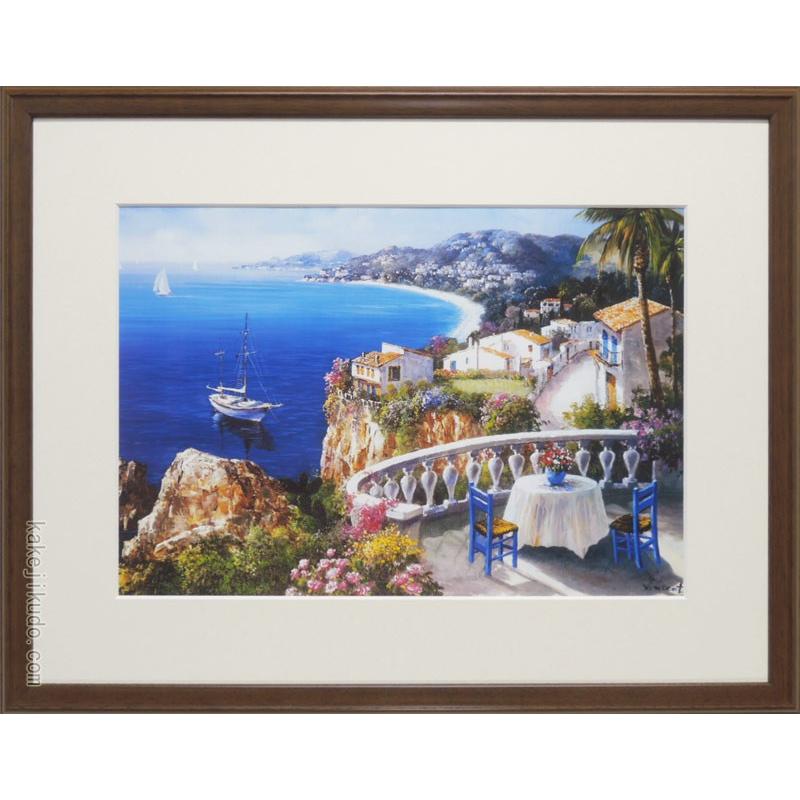 マーク・キング　サイプレスポイント　中古　大判額装アートポスター ビンセント・スミス 絵画 青く美しい地中海 アートポスター 【複製