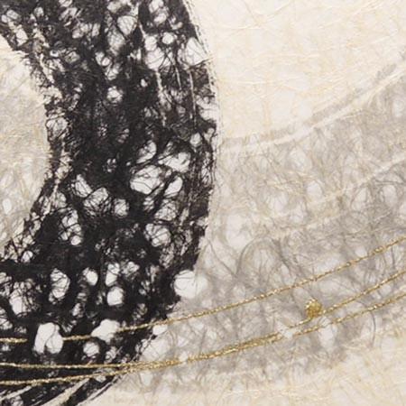 絵画（手漉き和紙と墨） 遊星 【肉筆】【抽象画】【変型特寸