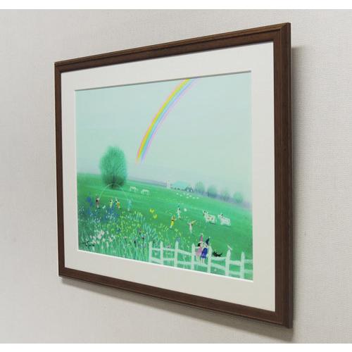 風景（パステル画） 今成敏夫 パステル画 虹に誘われて 【複製】【パステル画