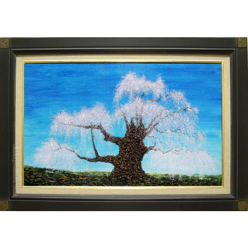 絵画(油絵) 渡辺ムサシ【滝桜】(M10号) 【桜絵】 : 掛け軸 絵画(油絵) 渡辺ムサシ【滝桜】(M10号) 【桜絵】 : 掛け軸