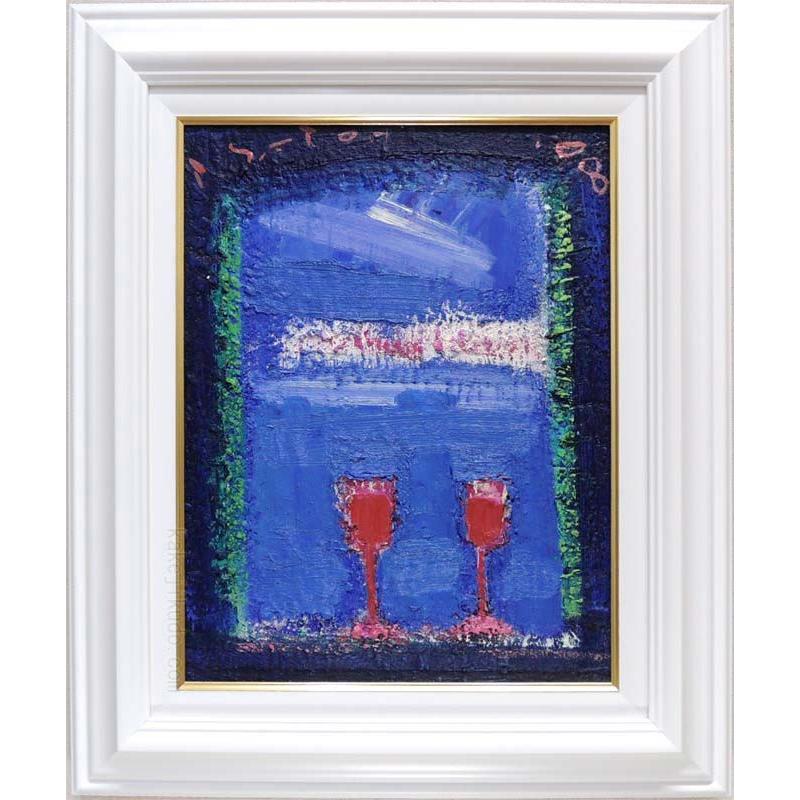 絵画 油絵 佐藤徹 赤いグラス 【肉筆】【油絵】【外国の風景】【6号