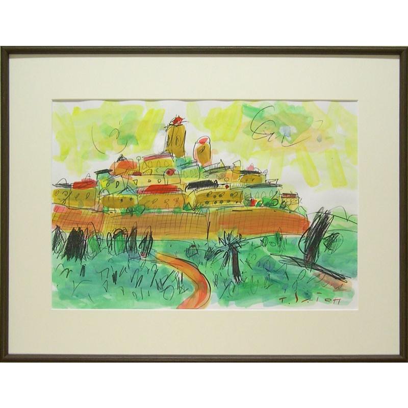 絵画 水彩画 佐藤徹 サンポール 【肉筆】【水彩】【外国の風景】【変型