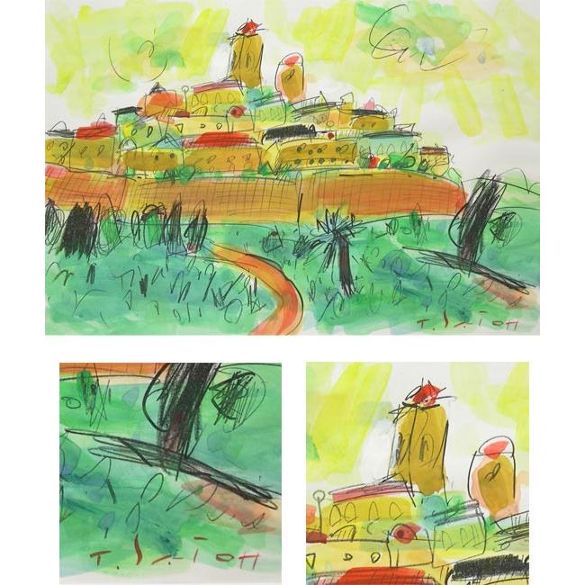 絵画 水彩画 佐藤徹 サンポール 【肉筆】【水彩】【外国の風景】【変型