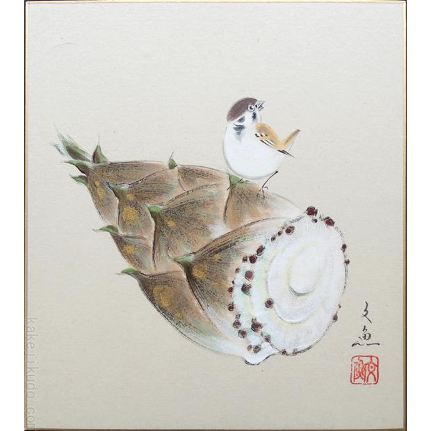 高級色紙 筍 たけのこ 文魚 色紙絵 Ys 1011 掛け軸 絵画の専門店 掛軸堂画廊 通販 Yahoo ショッピング