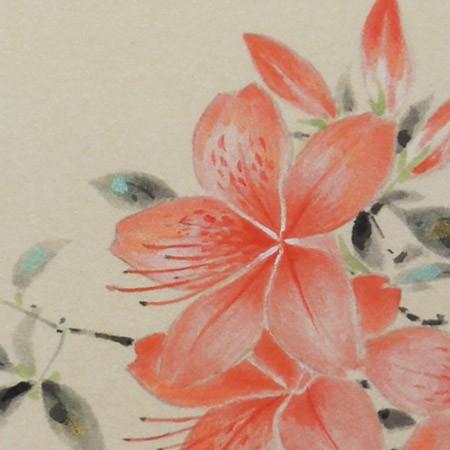 いいね！の方へ。緊急値下げします。 佐藤浩二画伯　日本画　薔薇 kakejiku_ys-1025