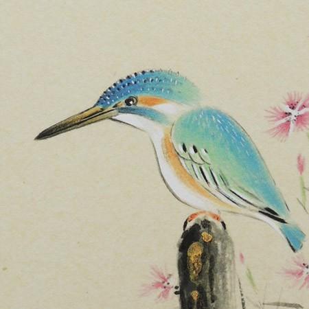 高級色紙「撫子に川蝉」浩二（色紙絵） : 掛け軸・絵画の専門店