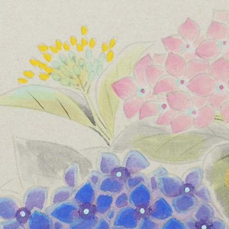 高級色紙「紫陽花」文魚（色紙絵） : 掛け軸・絵画の専門店 掛軸堂画廊