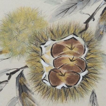 高級色紙「栗」文魚（色紙絵） : 掛け軸・絵画の専門店 掛軸堂画廊