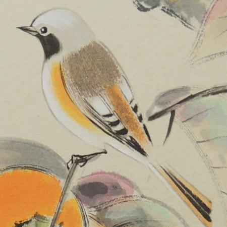 高級色紙「柿」文魚（色紙絵） : 掛け軸・絵画の専門店 掛軸堂画廊