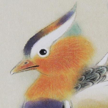 高級色紙「おしどり」紅雲（色紙絵） : 掛け軸・絵画の専門店 掛軸堂