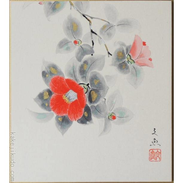 高級色紙「椿」文魚（色紙絵） : 掛け軸・絵画の専門店 掛軸堂画廊