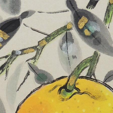 高級色紙「柚子」文魚（色紙絵） : 掛け軸・絵画の専門店 掛軸堂画廊