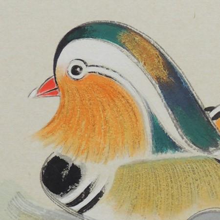 高級色紙「おしどり」文魚（色紙絵） : 掛け軸・絵画の専門店 掛軸堂