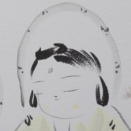 高級色紙「合掌童子」水穂（色紙絵） : 掛け軸・絵画の専門店 掛軸堂