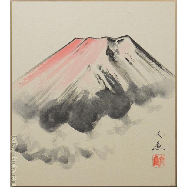 高級色紙「赤富士」文魚（色紙絵） : 掛け軸・絵画の専門店 掛軸堂画廊