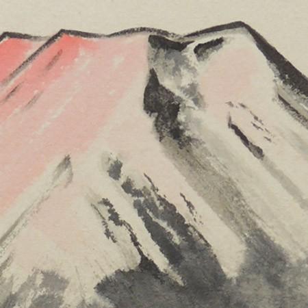 高級色紙「赤富士」文魚（色紙絵） : 掛け軸・絵画の専門店 掛軸堂画廊