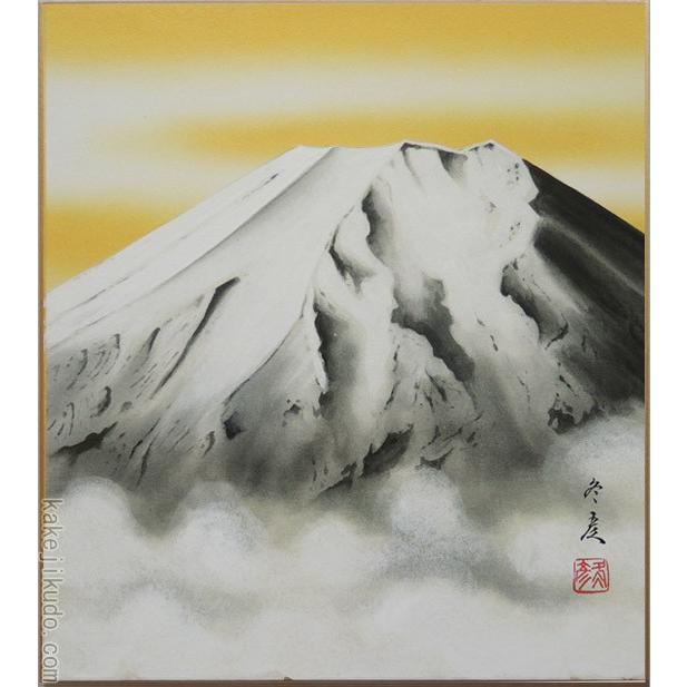 高級色紙「白富士」冬彦（色紙絵） : 掛け軸・絵画の専門店 掛軸堂画廊
