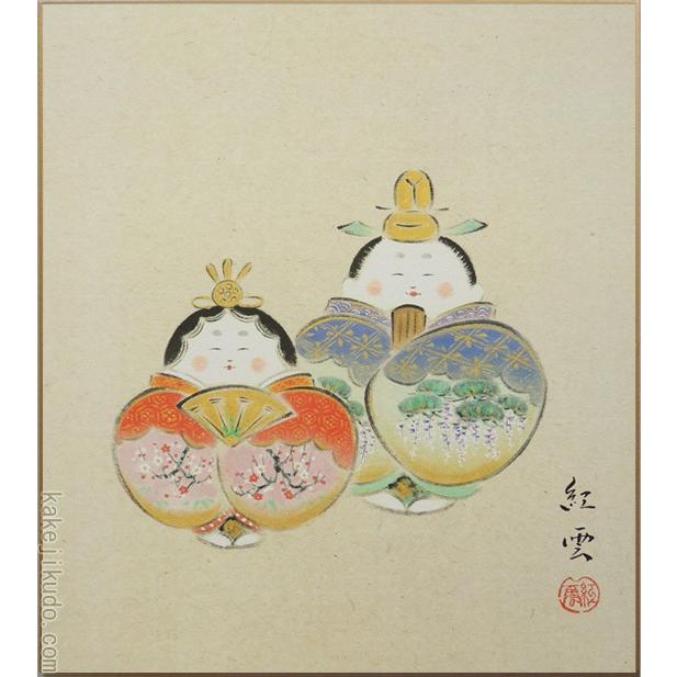 高級色紙「達磨雛」紅雲（色紙絵） : 掛け軸・絵画の専門店 掛軸堂画廊