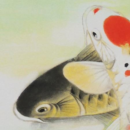 高級色紙「大入鯉」浩二（色紙絵） : 掛け軸・絵画の専門店 掛軸堂画廊