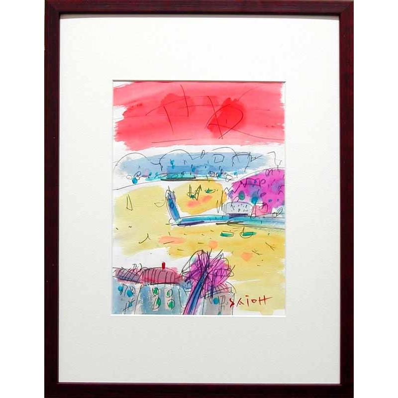 絵画 水彩画 佐藤徹 コートダジュールの夕映え 【肉筆】【水彩】【外国