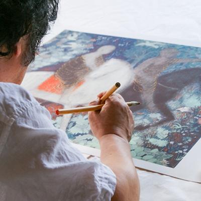 平山郁夫 絵画 シルクロードを行く《キャラバン東・太陽