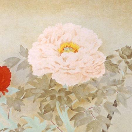 堀文子 絵画 牡丹 【複製】【リトグラフ】【巨匠】【変型特寸